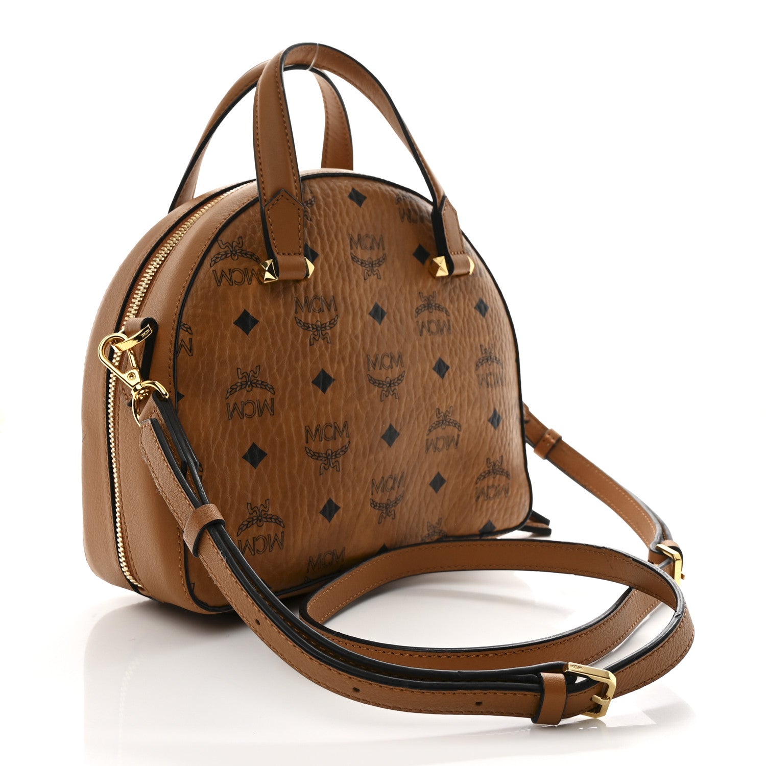 MCM Visetos Essential Small Disco Tote Cognac 3 of 12