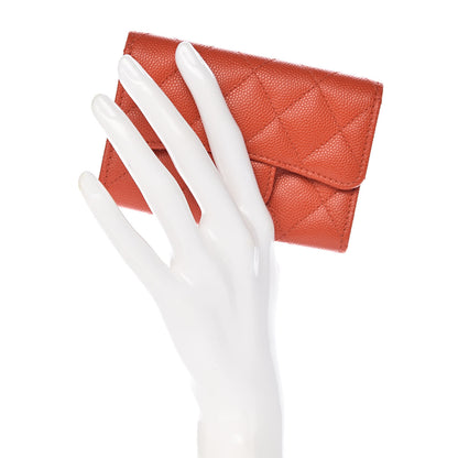 Chanel Caviar Quilted Card Holder Orange 2 of 8