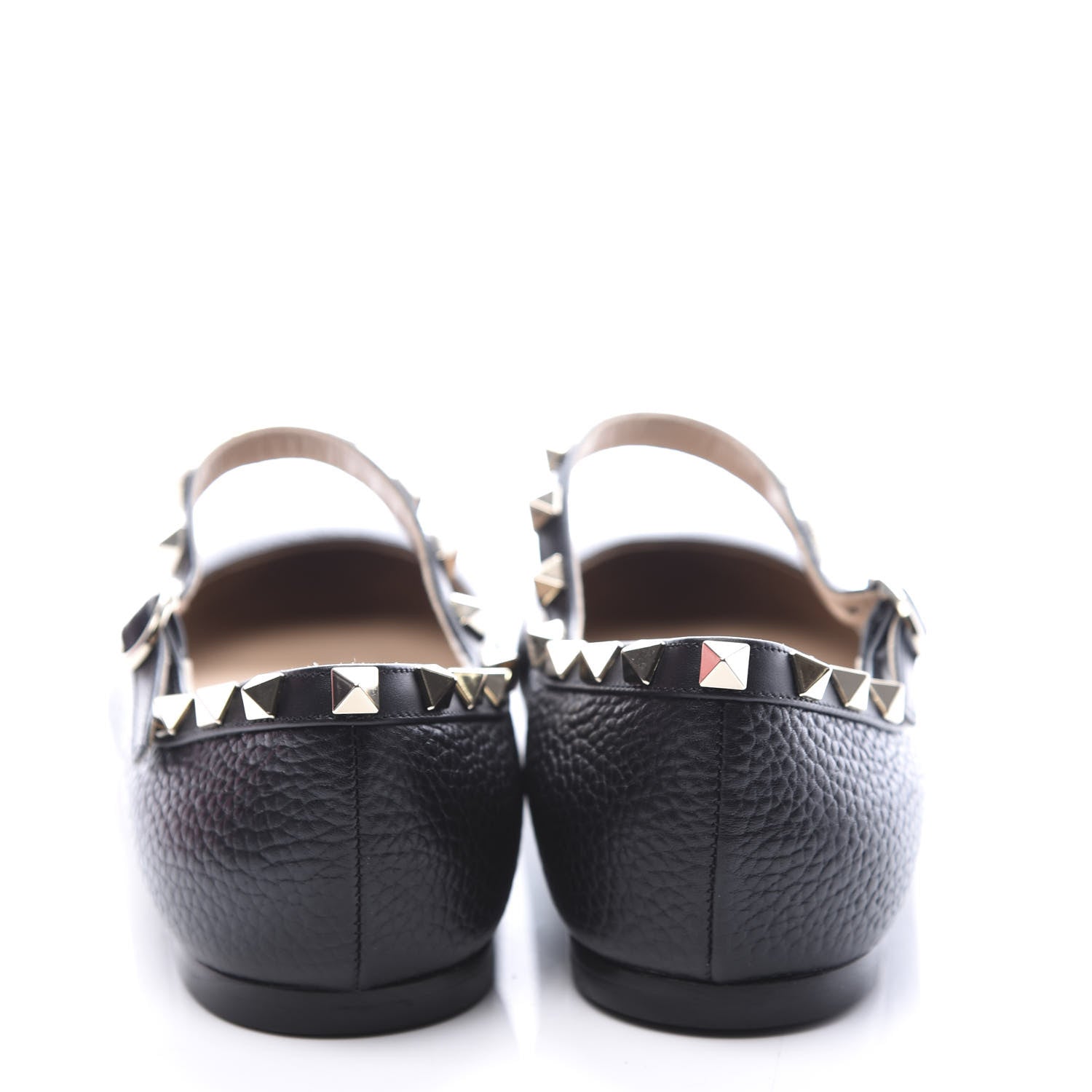 Valentino Garavani Pebbled Calfskin Rockstud Ankle Strap Ballerina Flats 38.5 Black 7 of 11
