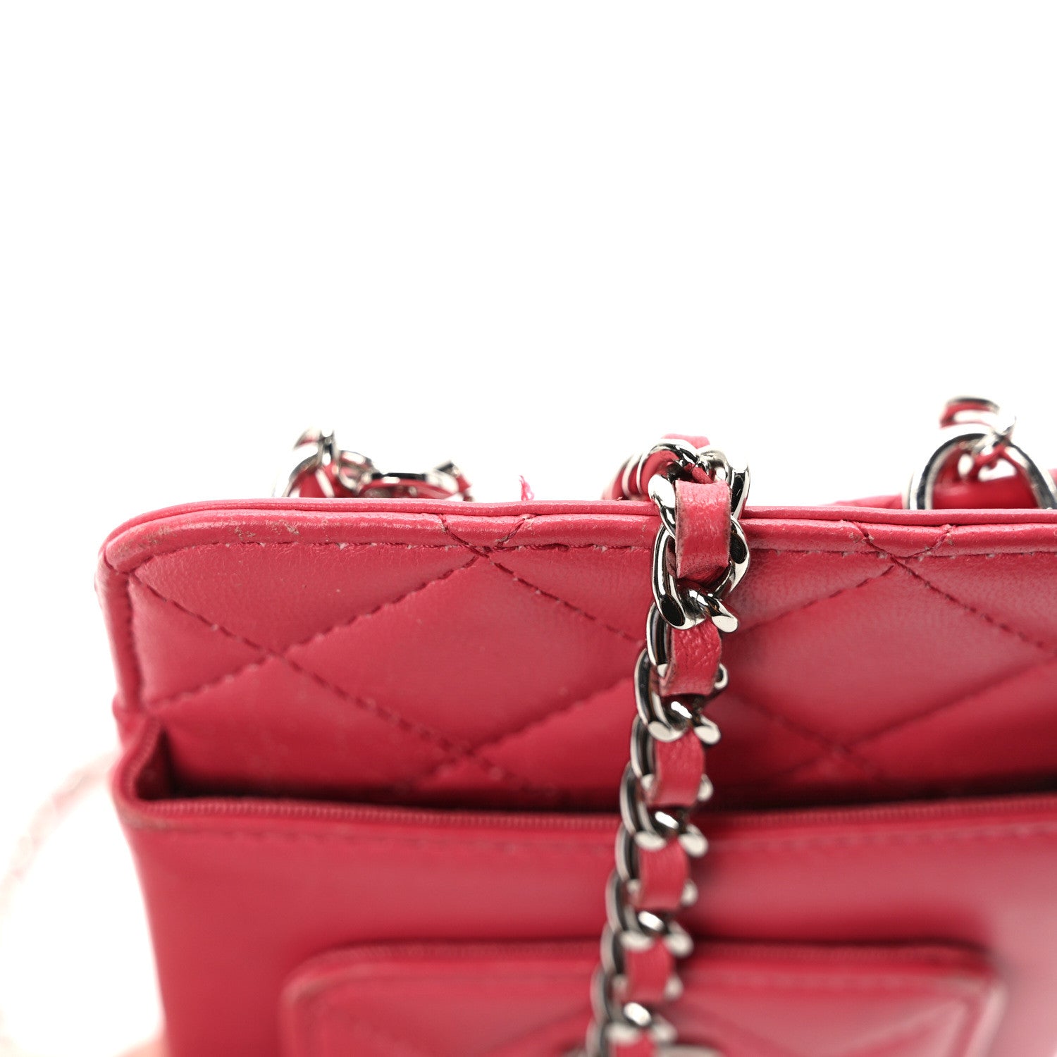 Chanel Lambskin Quilted Phone Chain Clutch Bag Pink 10 of 10