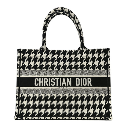 Christian Dior Canvas Macro Houndstooth Embroidered Medium Book Tote Black White 1 of 9