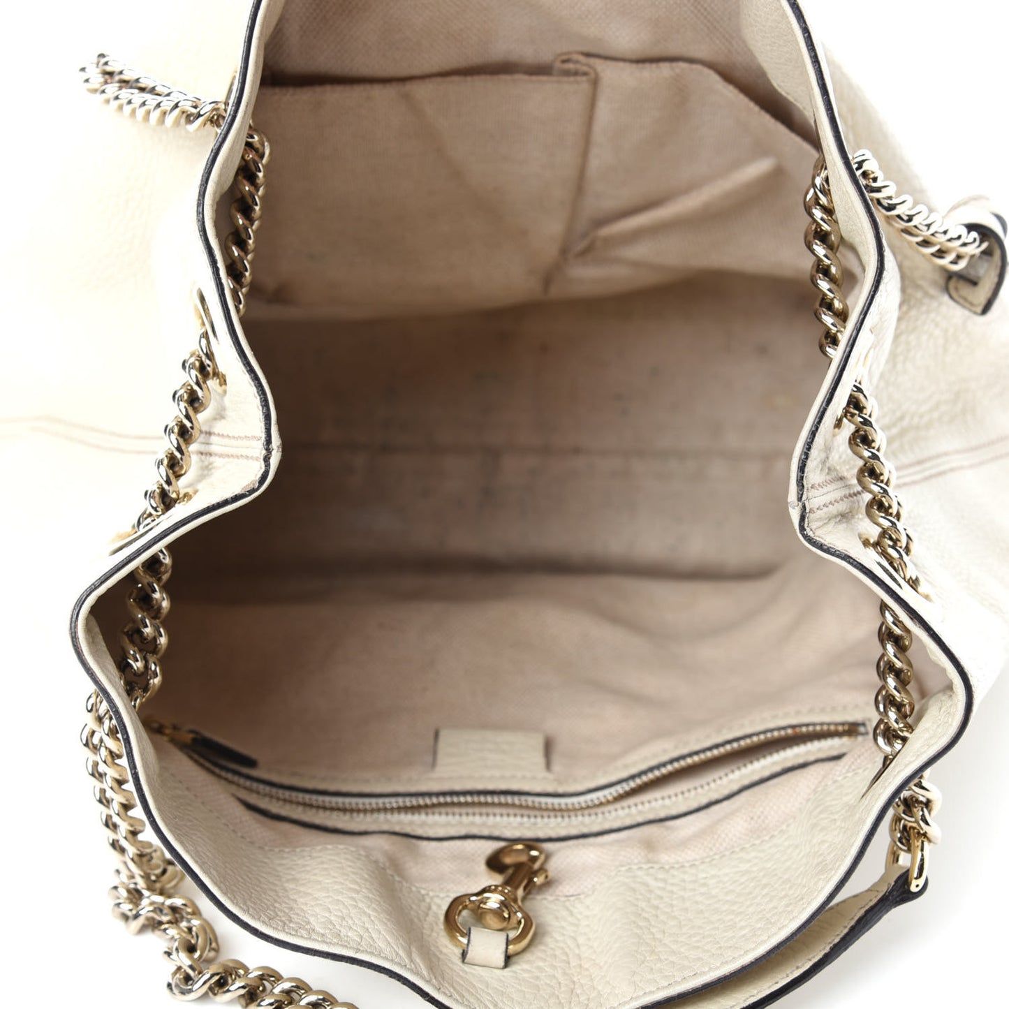 Pebbled Calfskin Medium Soho Chain Shoulder Bag Off White