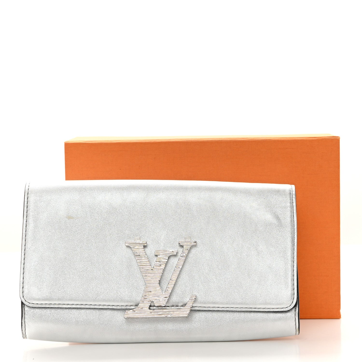 Louis Vuitton Metallic Calfskin Louise EW Lock Clutch Silver 9 of 9