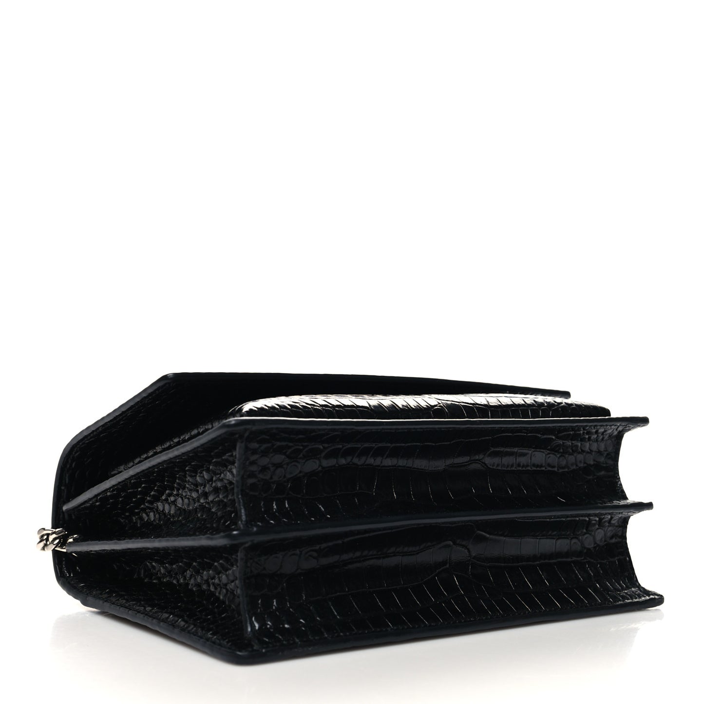 Calfskin Crocodile Embossed Medium Monogram Sunset Black
