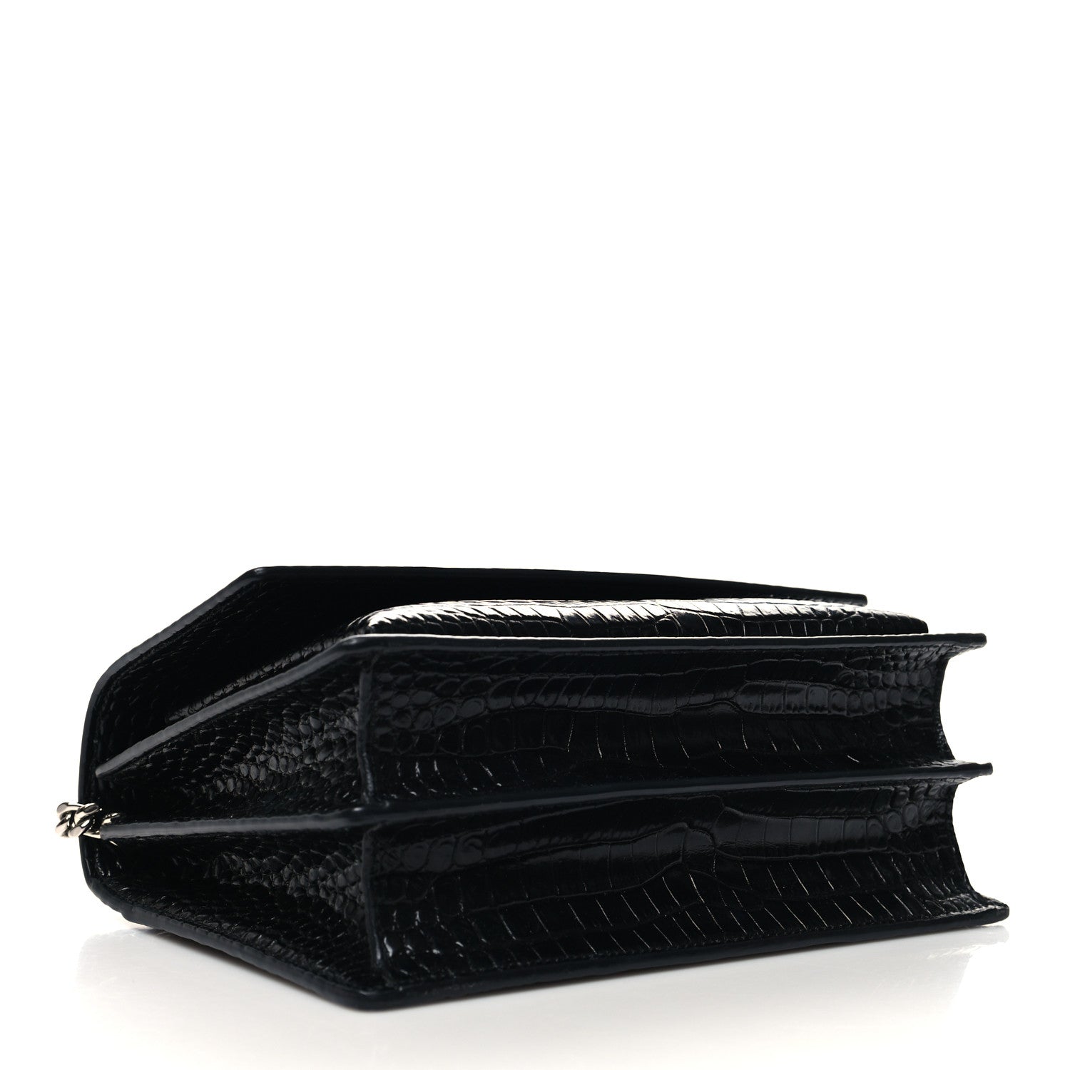 Saint Laurent Calfskin Crocodile Embossed Medium Monogram Sunset Black 4 of 11