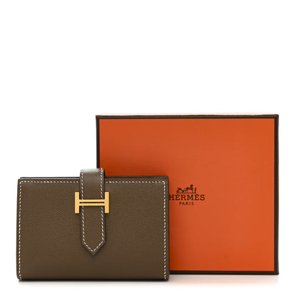 Hermes Madame Calfskin Mini Bearn Wallet Etoupe 9 of 9