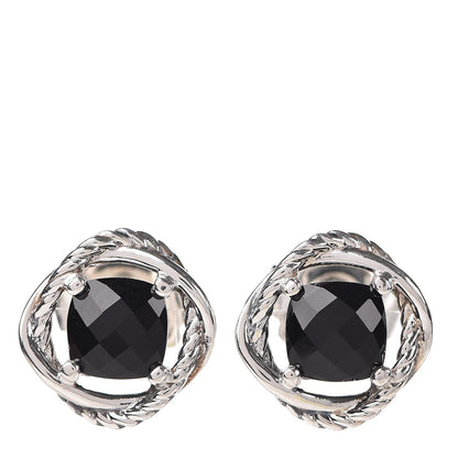 David Yurman Sterling Silver Black Onyx 7mm Infinity Earrings 1 of 4