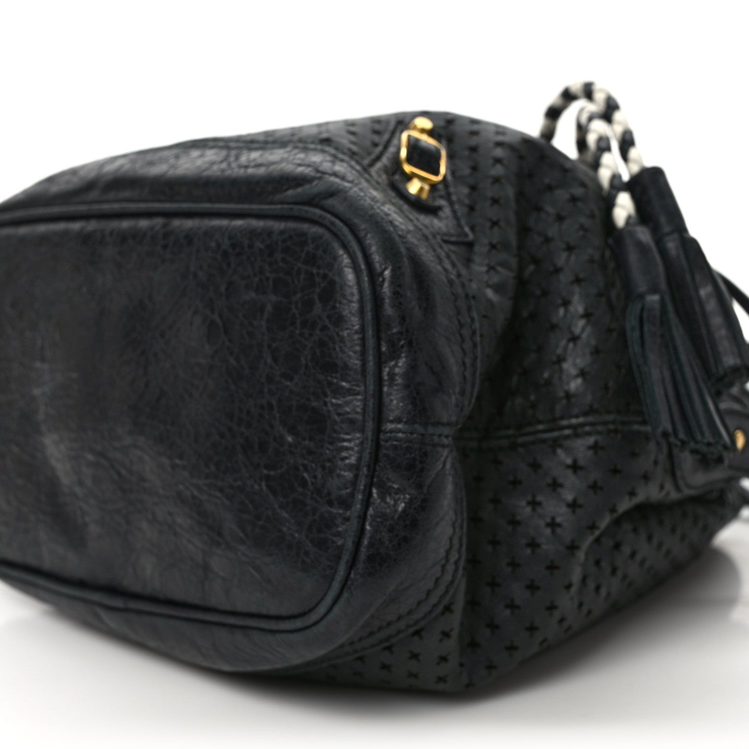Balenciaga Agneau Classic Gold Hardware Perforated Cross Mini Pampille Black 9 of 11