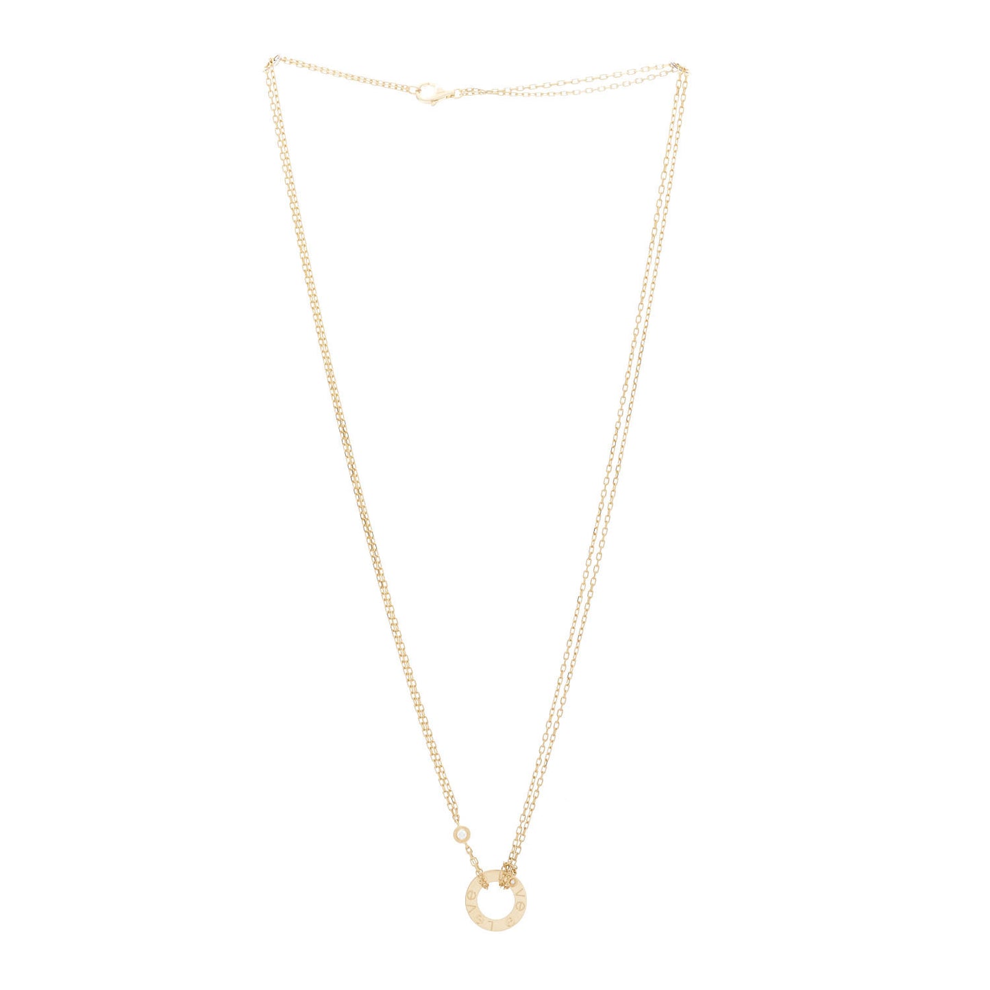 18K Yellow Gold 2 Diamond LOVE Necklace