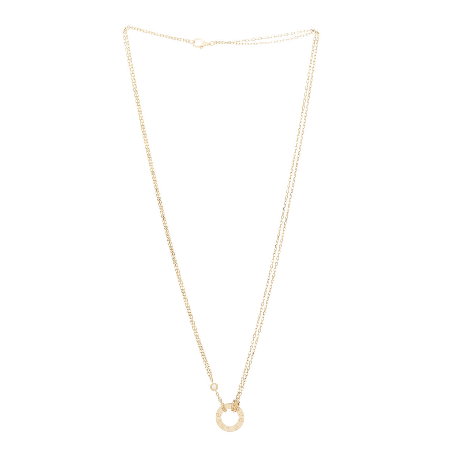 Cartier 18K Yellow Gold 2 Diamond LOVE Necklace 3 of 5