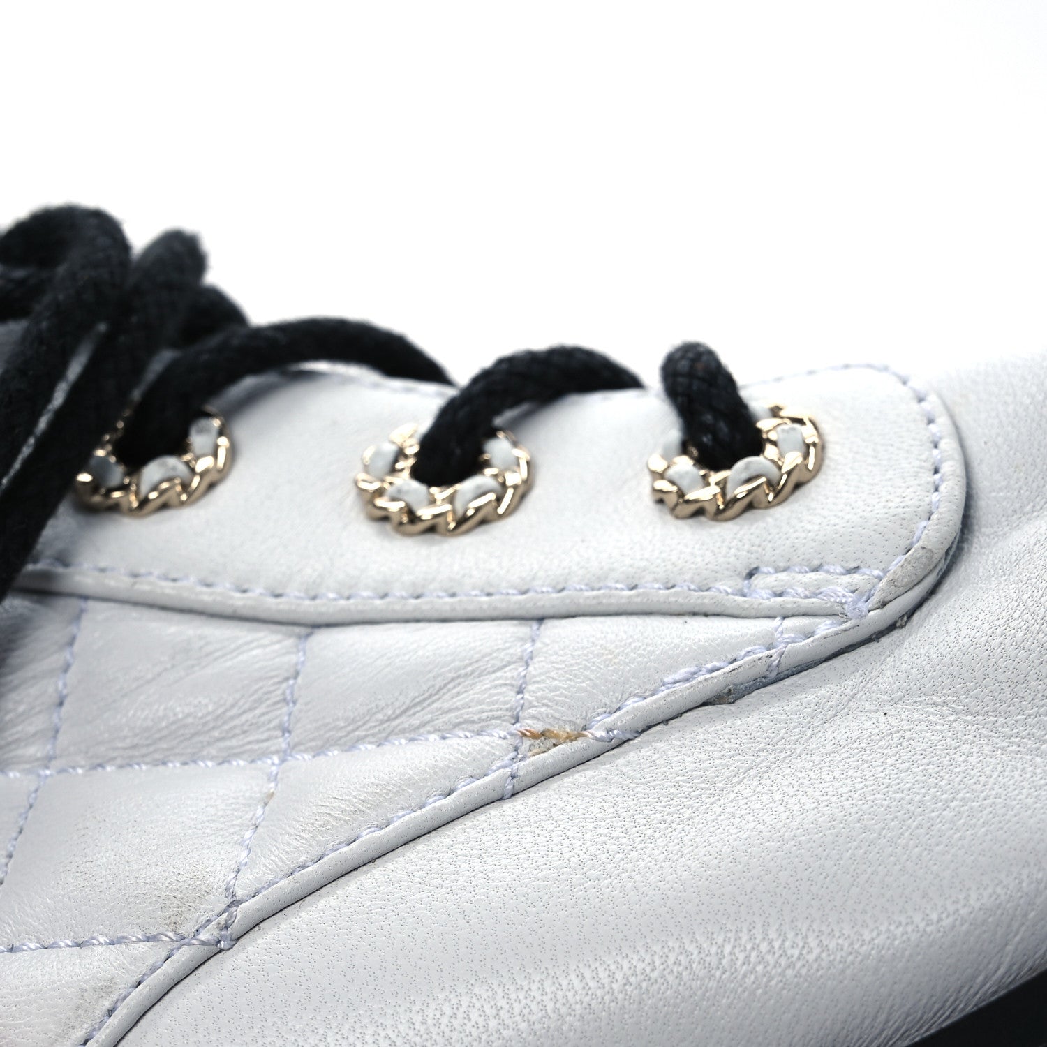 Chanel Shiny Lambskin Quilted Lace Up Combat Boots 39.5 White Black 15 of 18