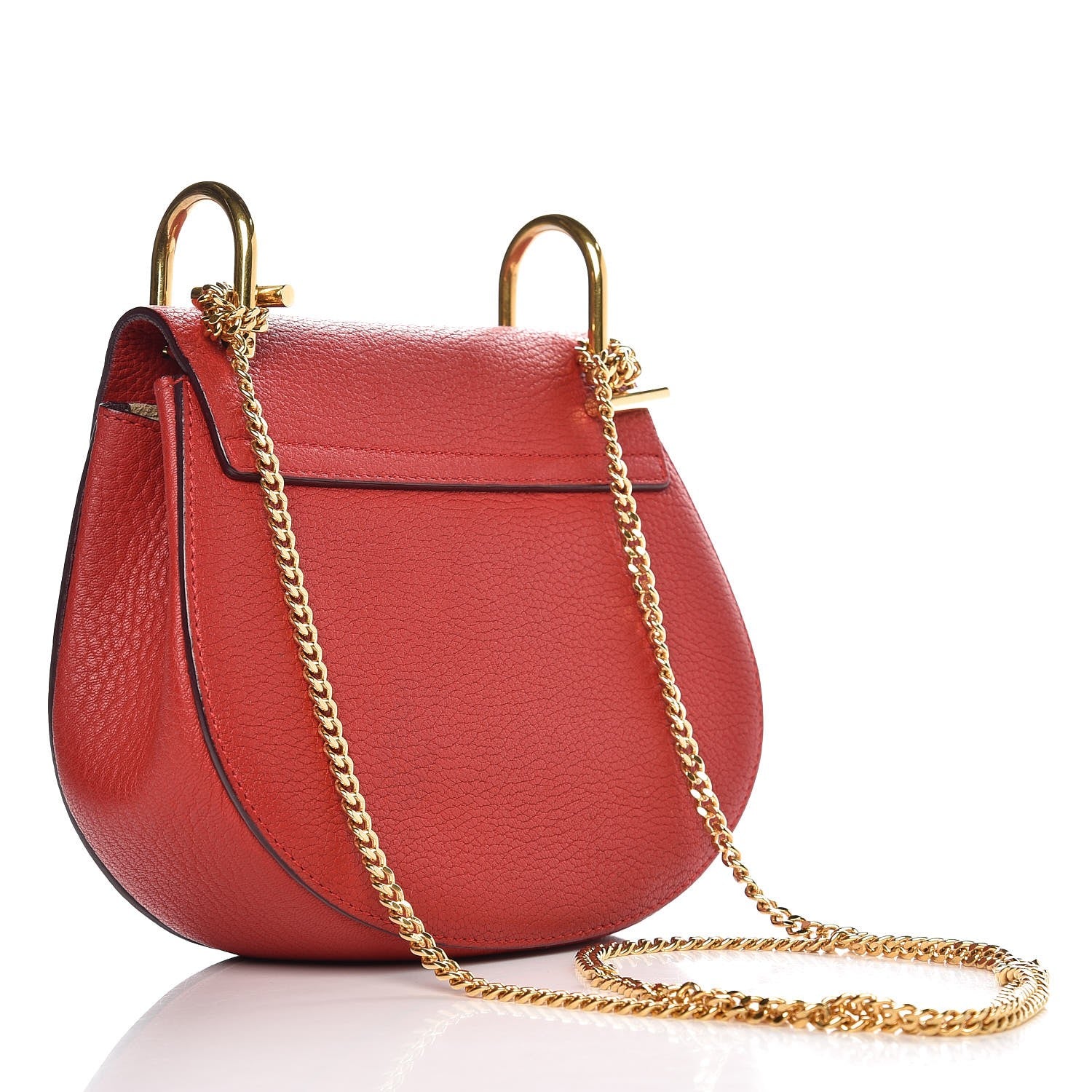 Chloe Grained Lambskin Mini Drew Shoulder Bag Plaid Red 3 of 8