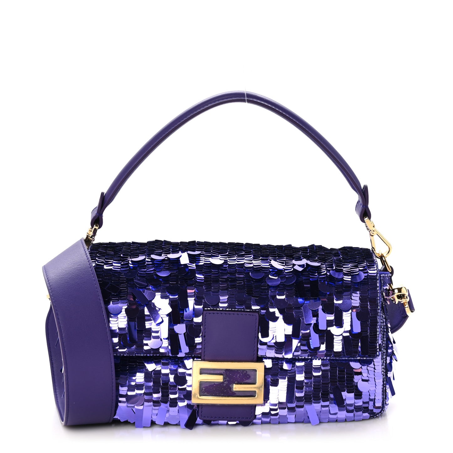 Sequin Paillettes Shiny Nappa Sex and the City Baguette Viola Purple Rain
