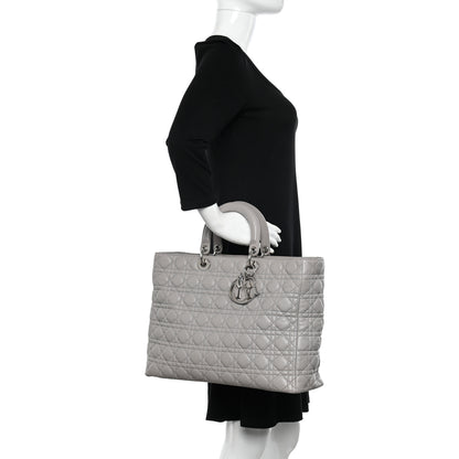 Christian Dior Lambskin Cannage XL Lady Dior Light Grey 2 of 11