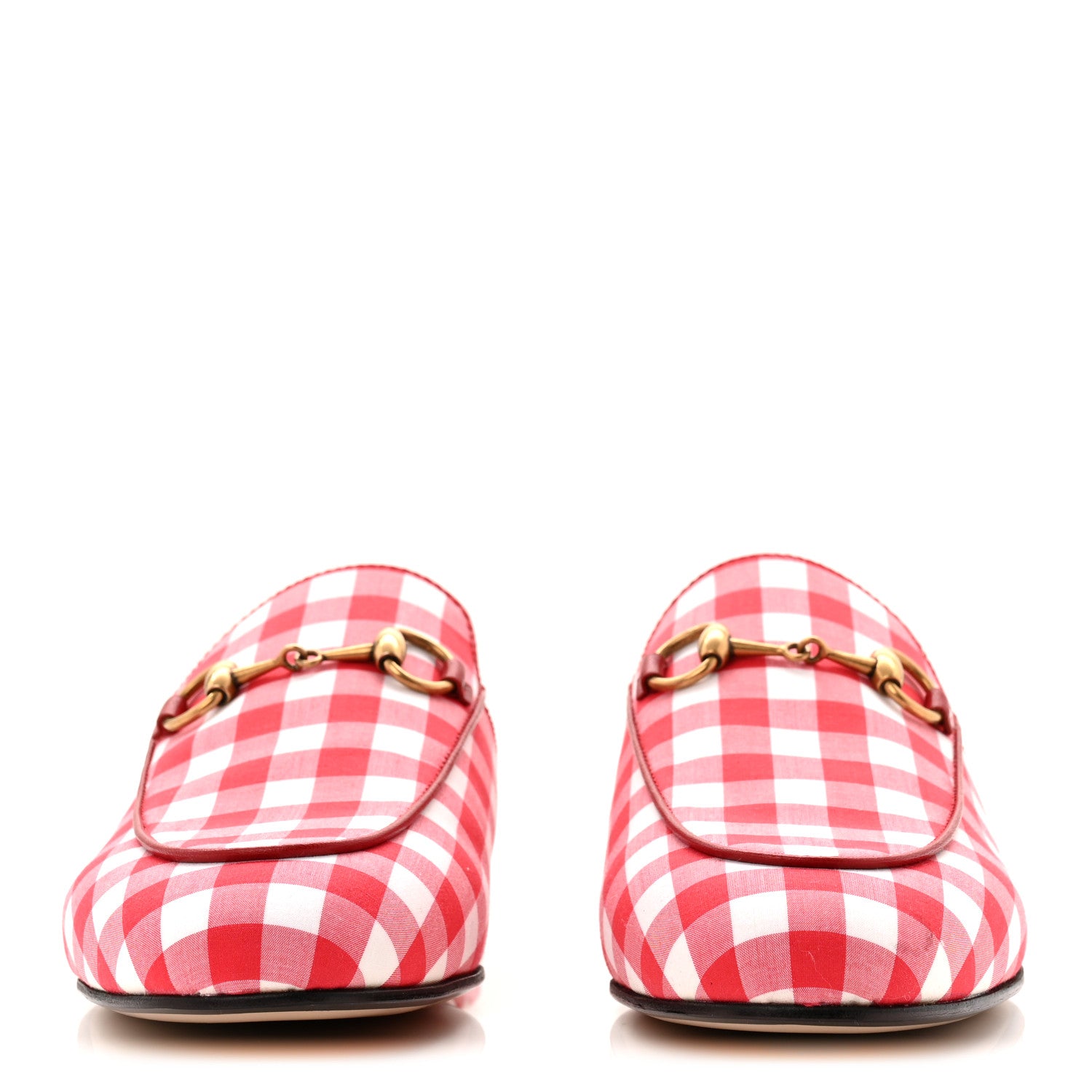Gucci Cotton Gingham Womens Princetown Slippers 36 White Red 2 of 12