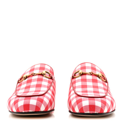Gucci Cotton Gingham Womens Princetown Slippers 36 White Red 2 of 12