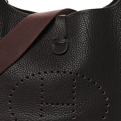 Hermes Taurillon Clemence Evelyne GM Chocolate 8 of 10