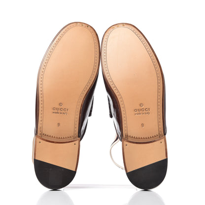 Gucci Goatskin Stripe Mens Horsebit Slingback Slippers 9 Brown 5 of 10