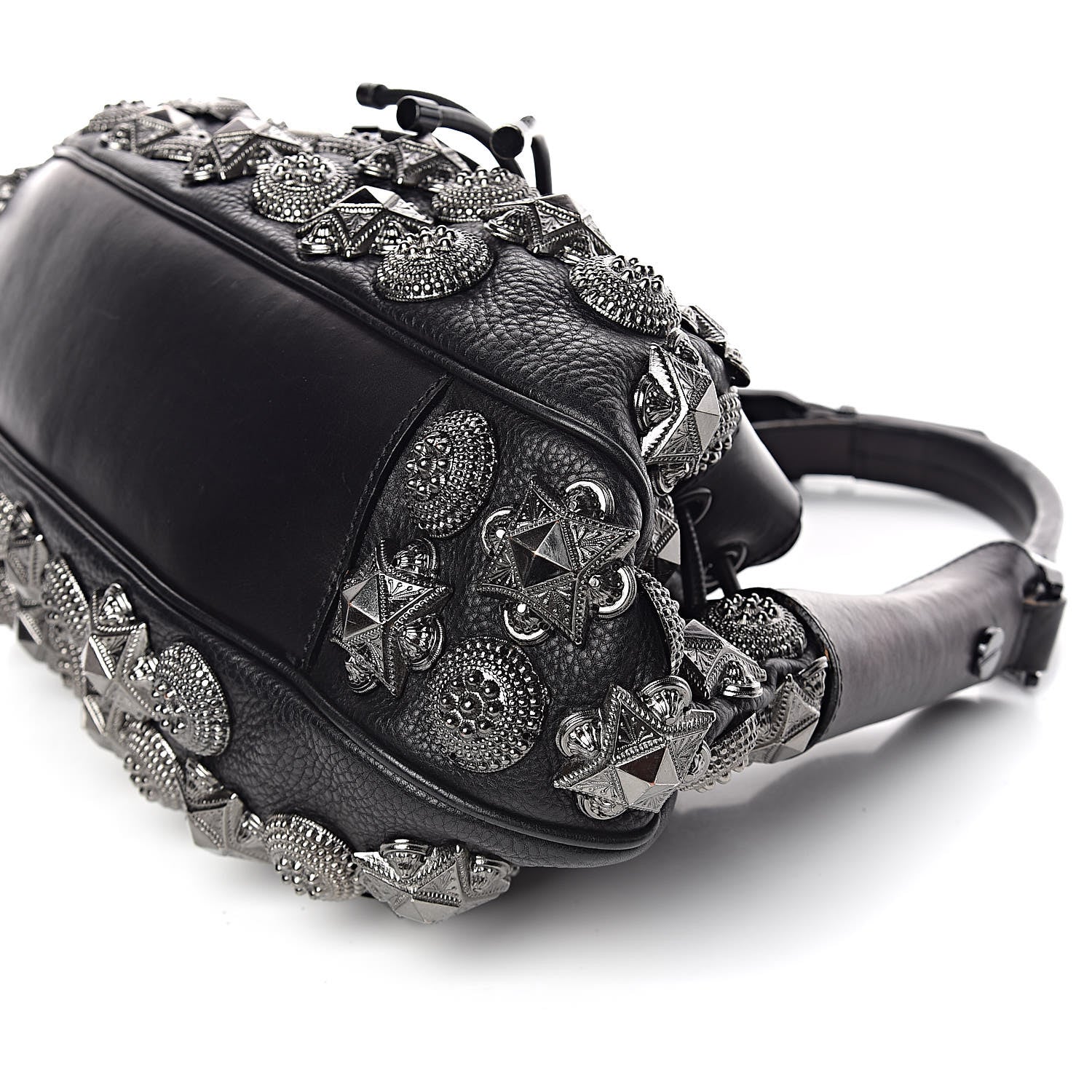 Burberry Calfskin Mason Warrior Studded Hobo Black 14 of 14