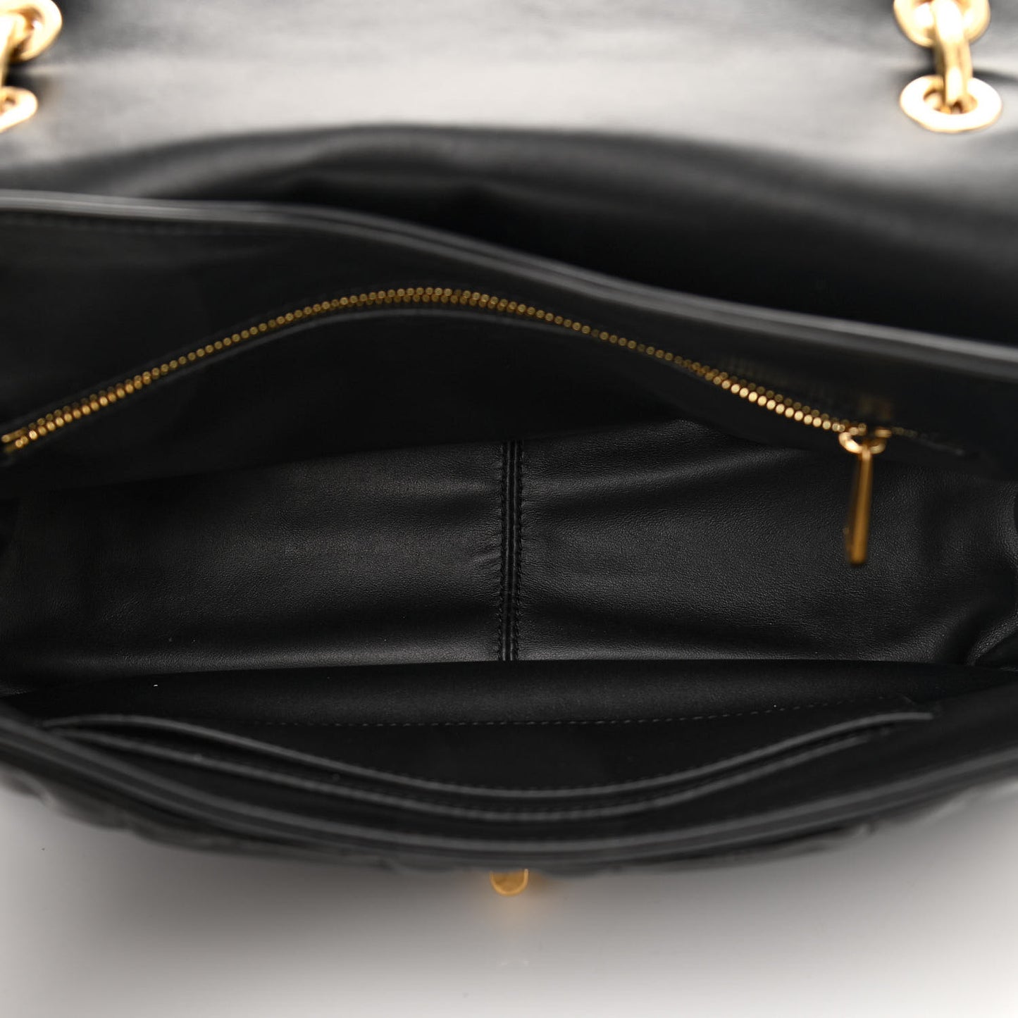 Calfskin Quilted Gancini Flap Bag Black