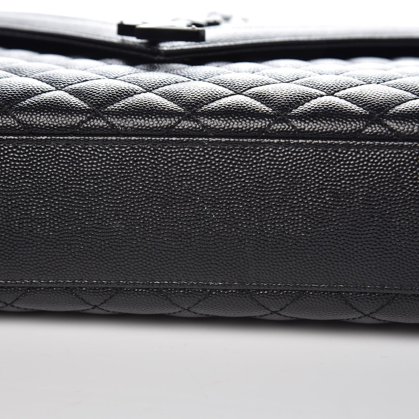 Grain De Poudre Textured Mixed Matelasse Large Triquilt Monogram Monochrome Satchel Black