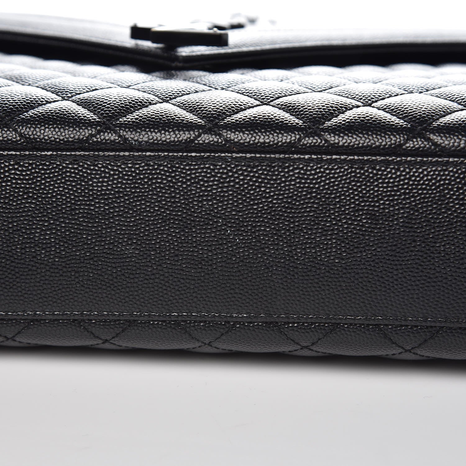 Saint Laurent Grain De Poudre Textured Mixed Matelasse Large Triquilt Monogram Monochrome Satchel Black 9 of 11