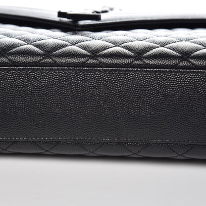 Saint Laurent Grain De Poudre Textured Mixed Matelasse Large Triquilt Monogram Monochrome Satchel Black 9 of 11