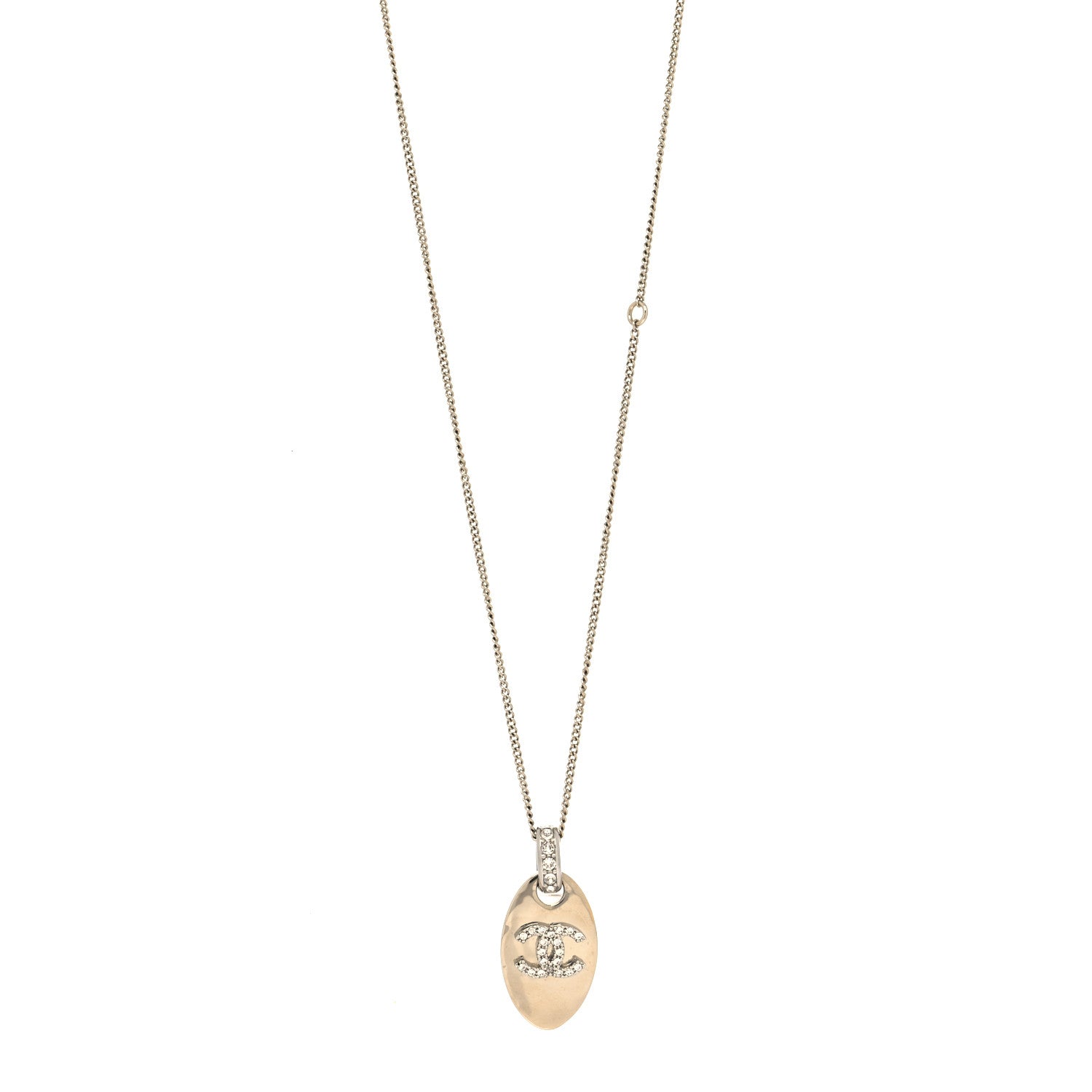 Chanel Crystal CC Medallion Necklace Gold 1 of 5