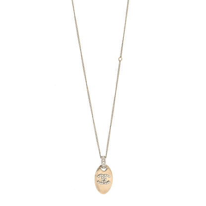 Chanel Crystal CC Medallion Necklace Gold 1 of 5