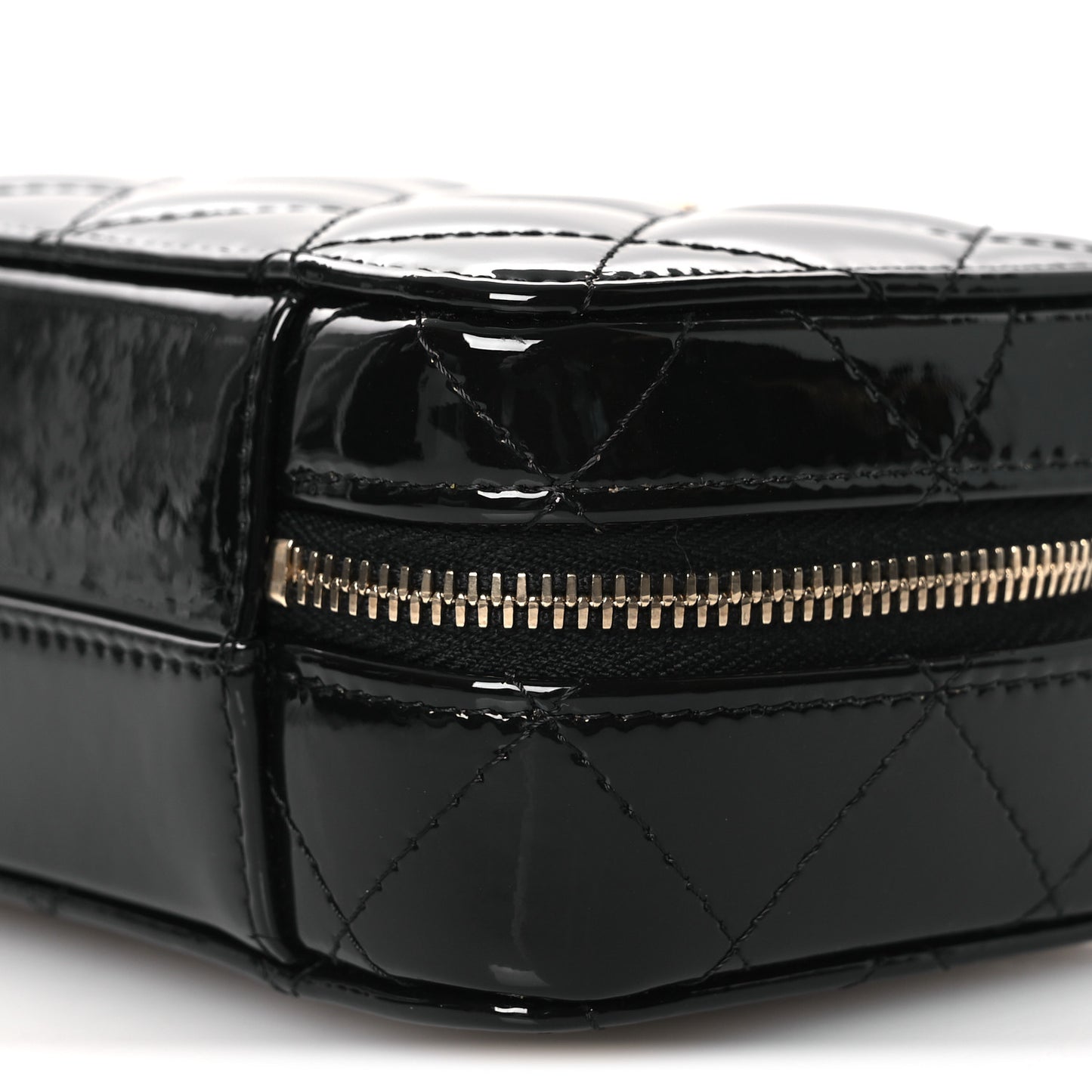 Patent Quilted Top Handle Mini Vanity Case Black