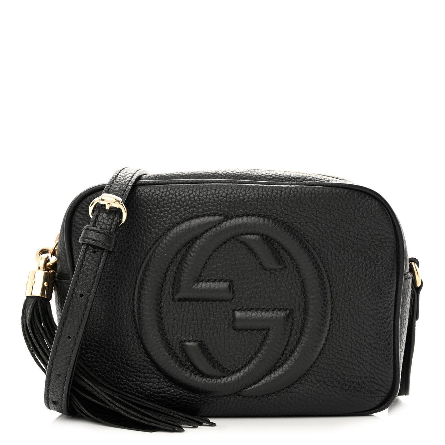 Pebbled Calfskin Small Soho Disco Bag Black