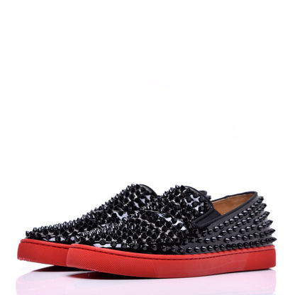 Christian Louboutin Patent Spikes Mens Roller Boat Flats 40.5 Black 3 of 7
