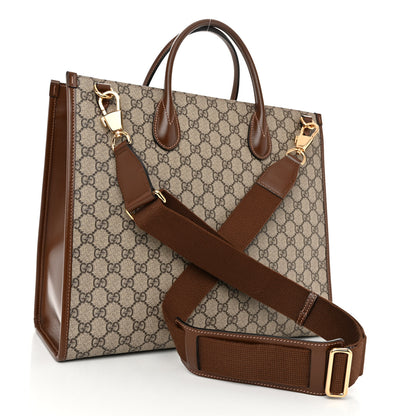 Gucci GG Supreme Monogram Azalea Calfskin Medium Retro Interlocking G Tote Bag Beige Ebony Brown Sugar 3 of 10