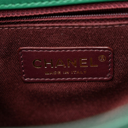 Chanel Shiny Sheepskin Quilted Mini Trapezio Flap Green 6 of 11