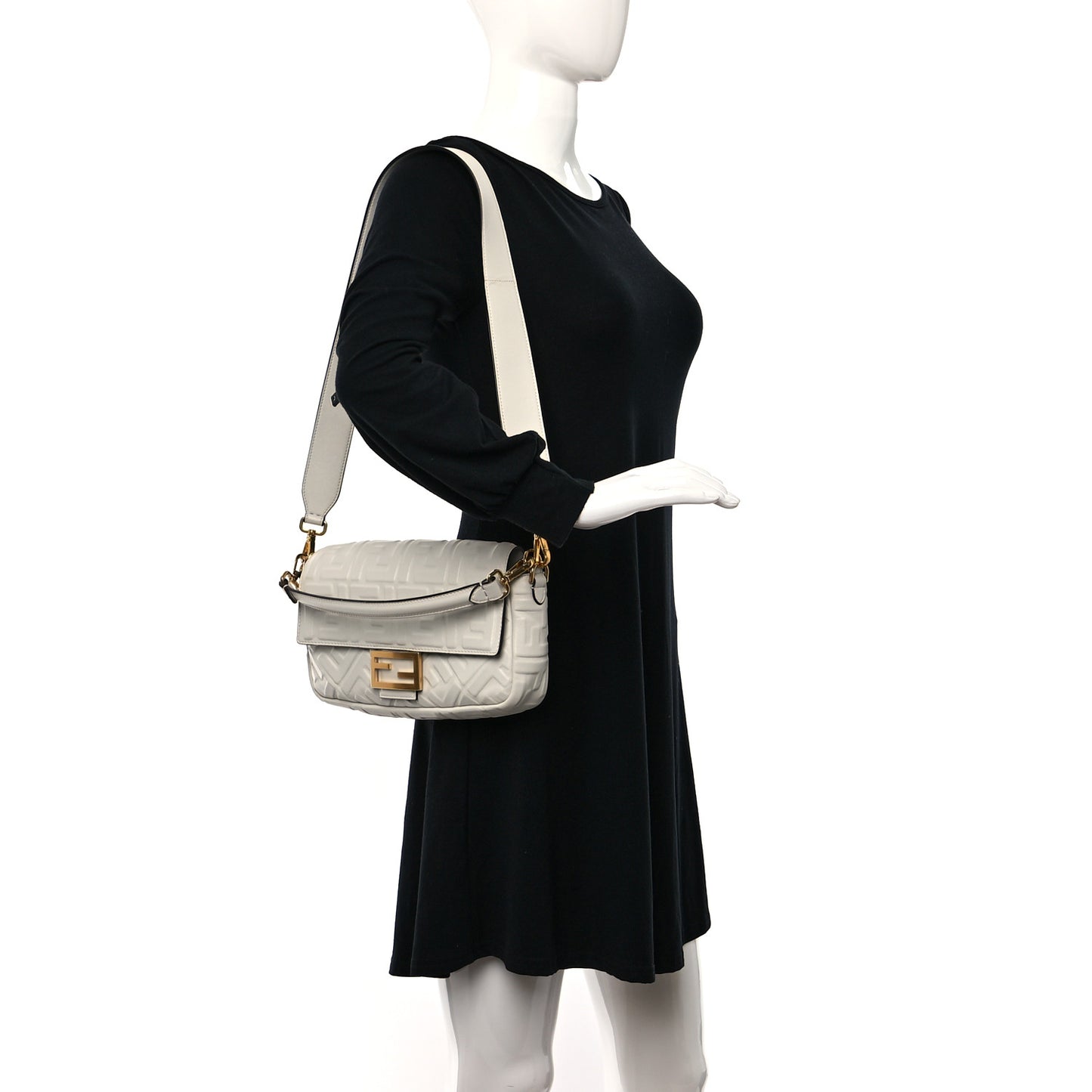 Nappa FF 1974 Embossed Baguette White