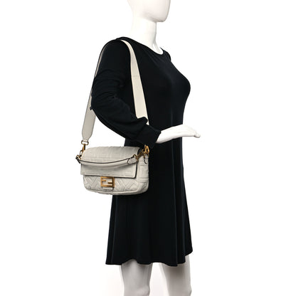 Fendi Nappa FF 1974 Embossed Baguette White 2 of 9