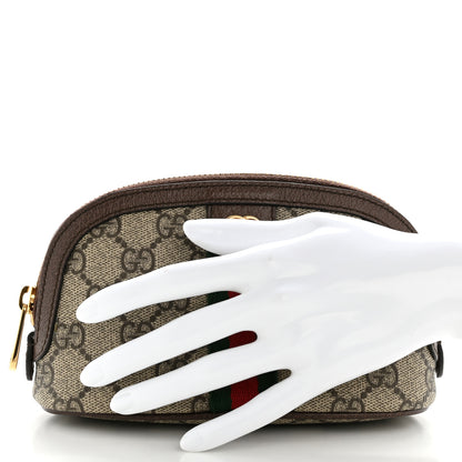Gucci GG Supreme Monogram Textured Calfskin Web Medium Ophidia Cosmetic Case Beige Ebony New Acero 2 of 8