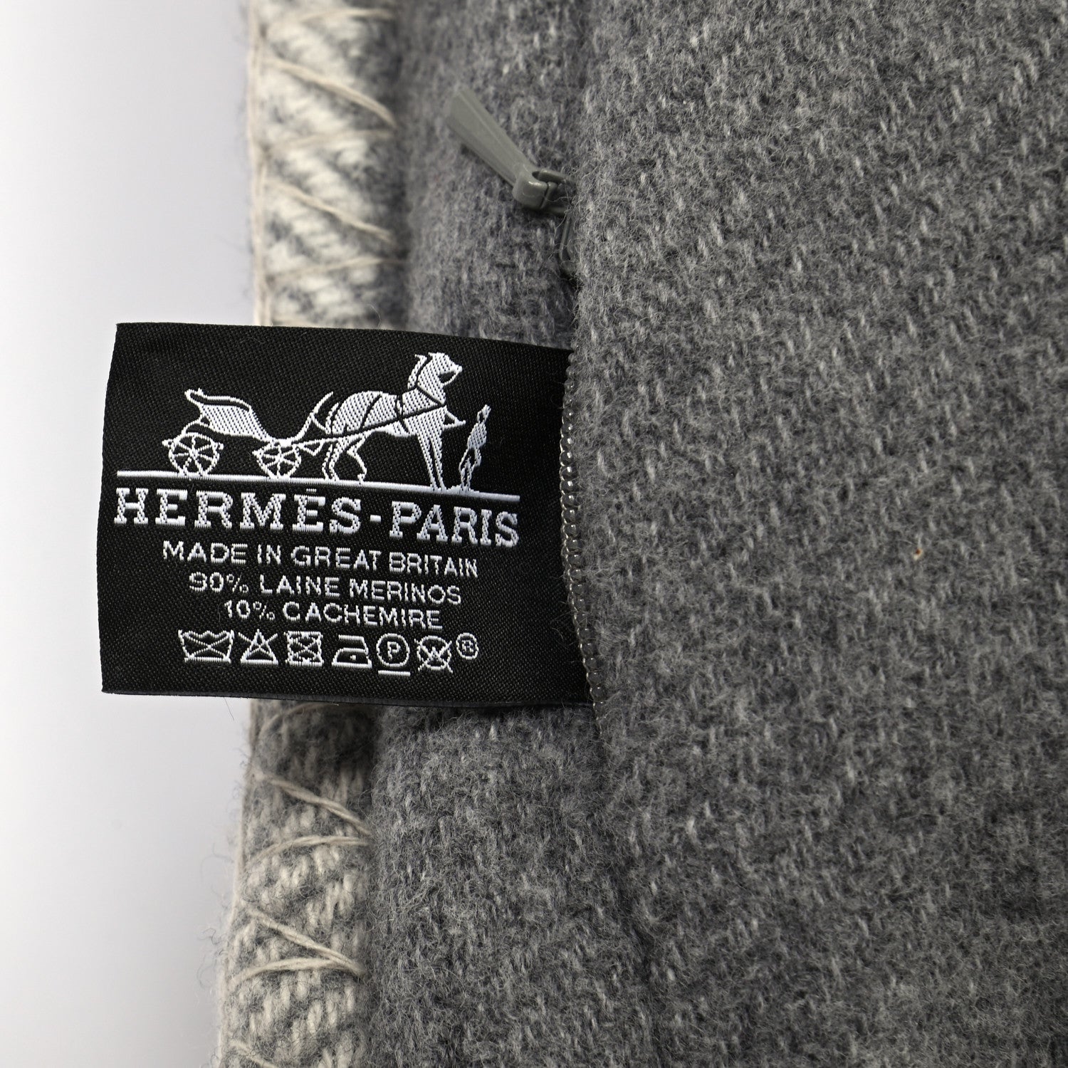 Hermes Wool Cashmere Avalon Paper Block Pillow Gris Acier 5 of 6