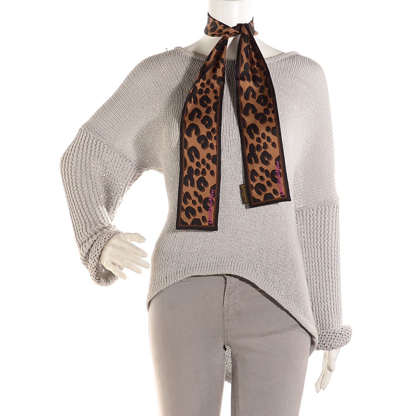 Silk Leopard Bandeau Scarf Marron