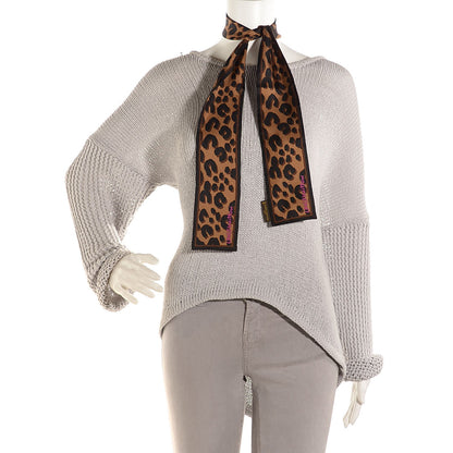 Louis Vuitton Silk Leopard Bandeau Scarf Marron 2 of 5