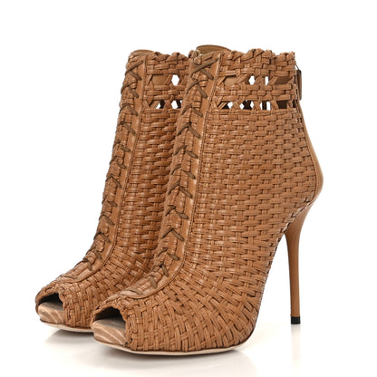 Gucci Calfskin Peep Toe Ankle Boots 37.5 New Banana 3 of 6