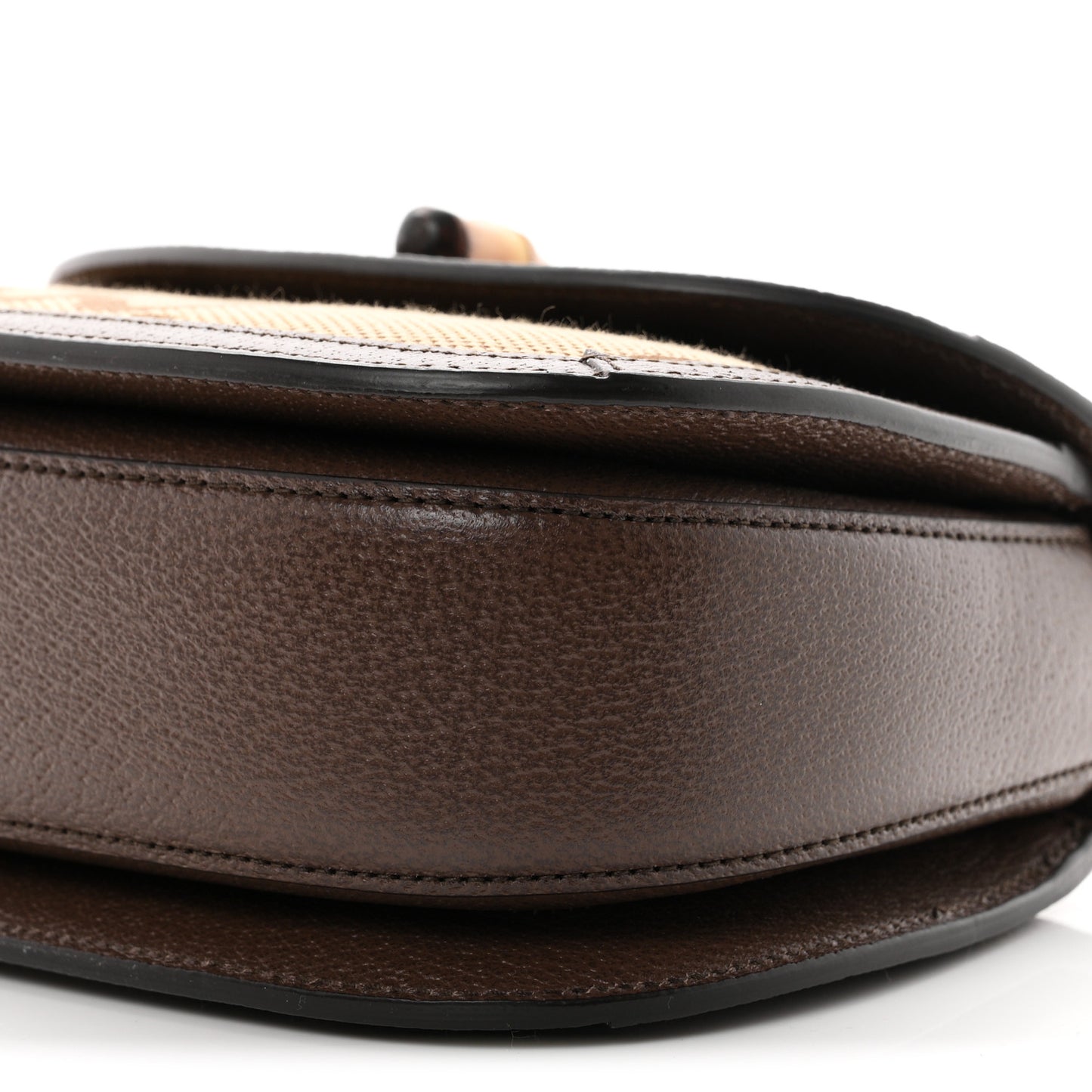 Monogram Jumbo GG Textured Dollar Calfskin Web Small Bamboo 1947 Top Handle Bag Camel Ebony New Acero