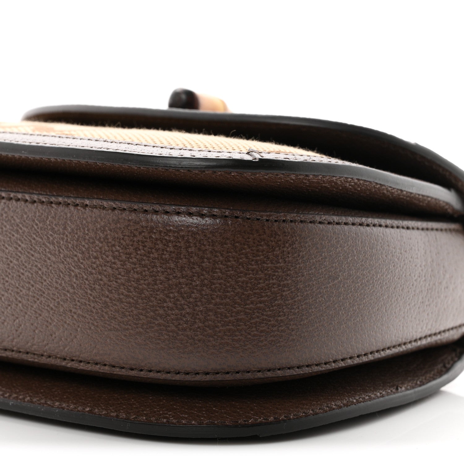 Gucci Monogram Jumbo GG Textured Dollar Calfskin Web Small Bamboo 1947 Top Handle Bag Camel Ebony New Acero 10 of 10