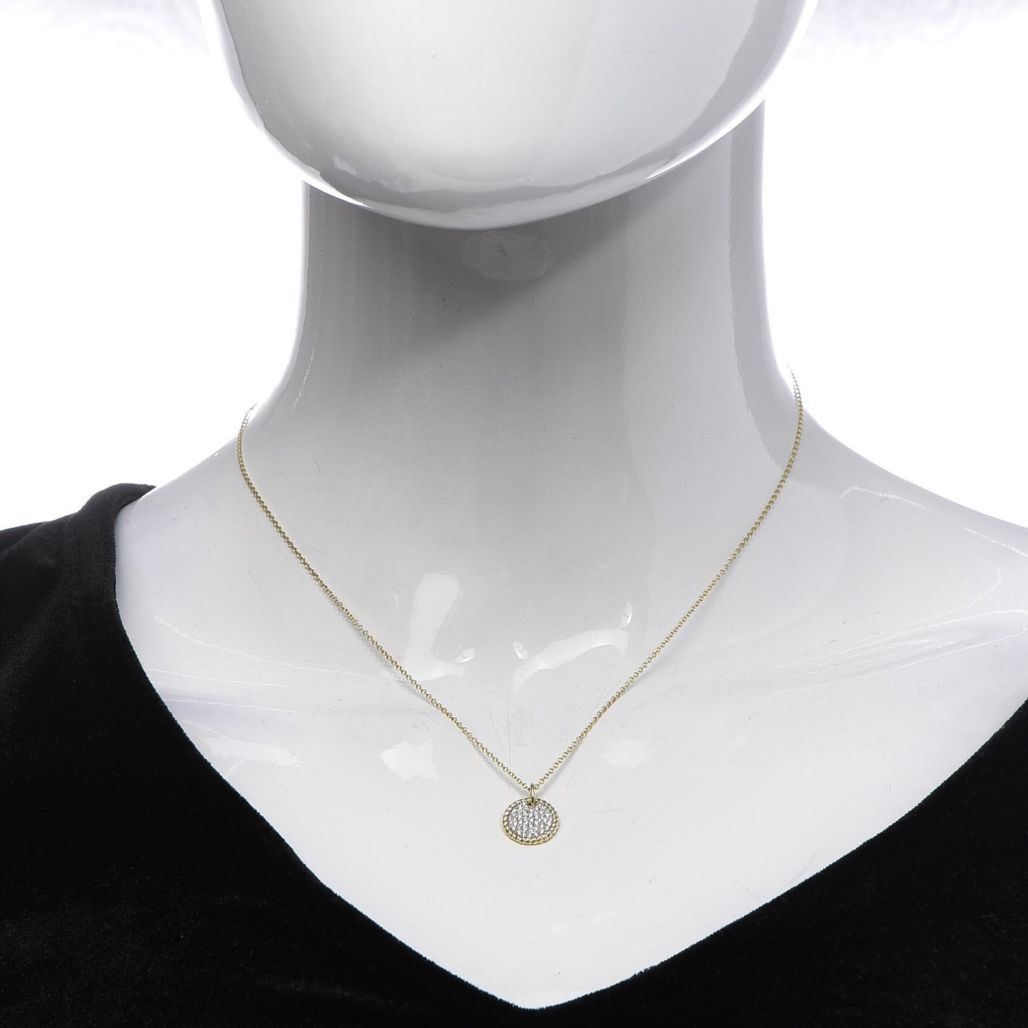 18K Yellow Gold Diamond Cable Collectibles Pave Charm Pendant Necklace
