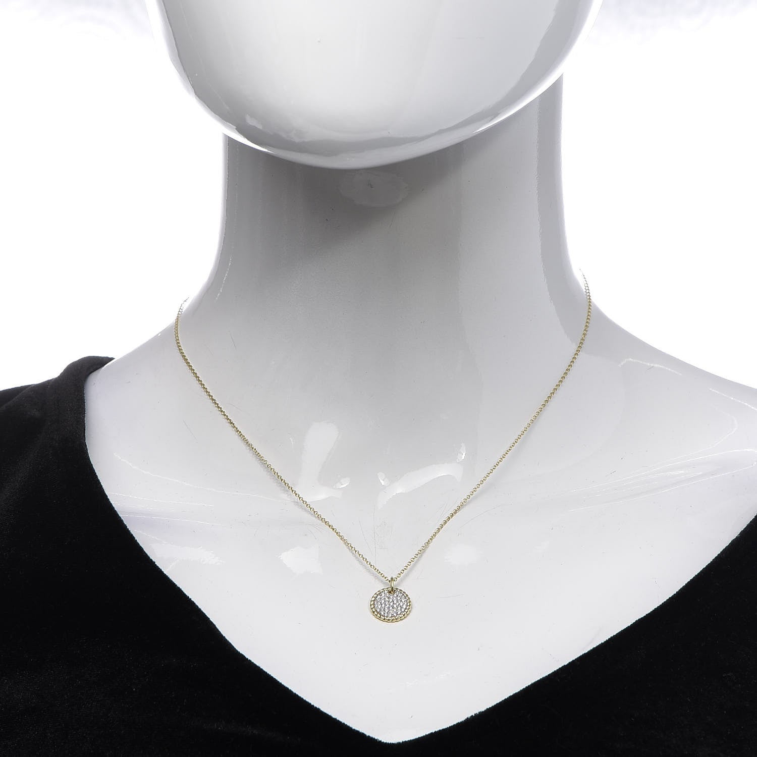 David Yurman 18K Yellow Gold Diamond Cable Collectibles Pave Charm Pendant Necklace 2 of 6