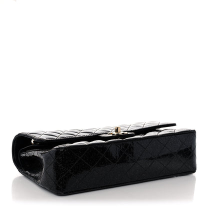 Chanel Patent Quilted Sparkle Glitter Medium Double Flap Black 4 of 14
