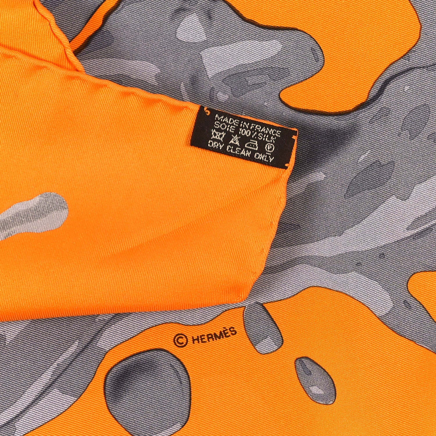 Hermes Silk Peinture Fraiche Scarf 90 Orange Gris 3 of 3