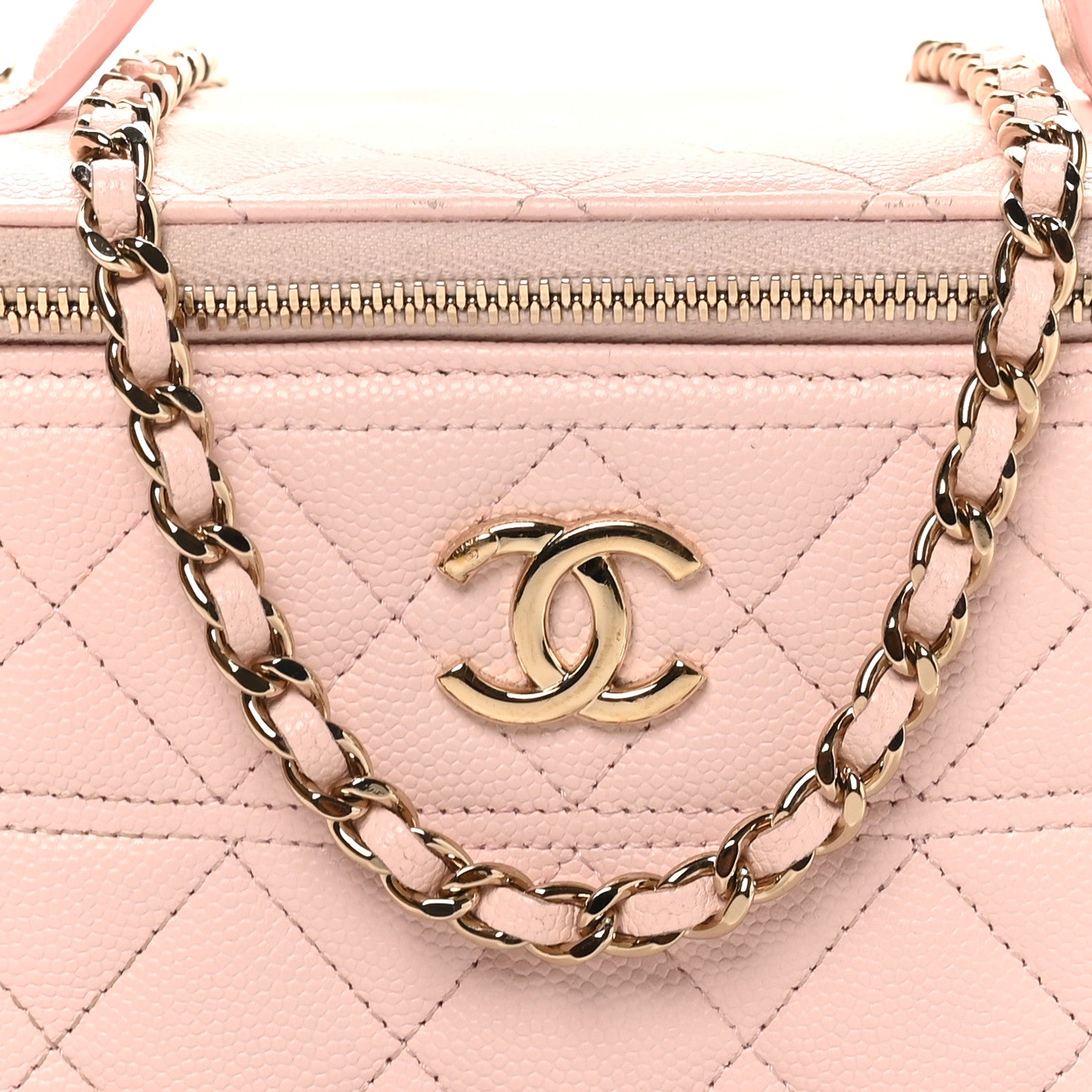 Chanel Caviar Quilted Top Handle Vanity With Chain Light Pink 9 of 12