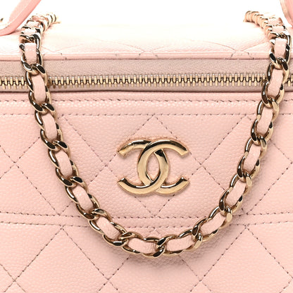Chanel Caviar Quilted Top Handle Vanity With Chain Light Pink 9 of 12