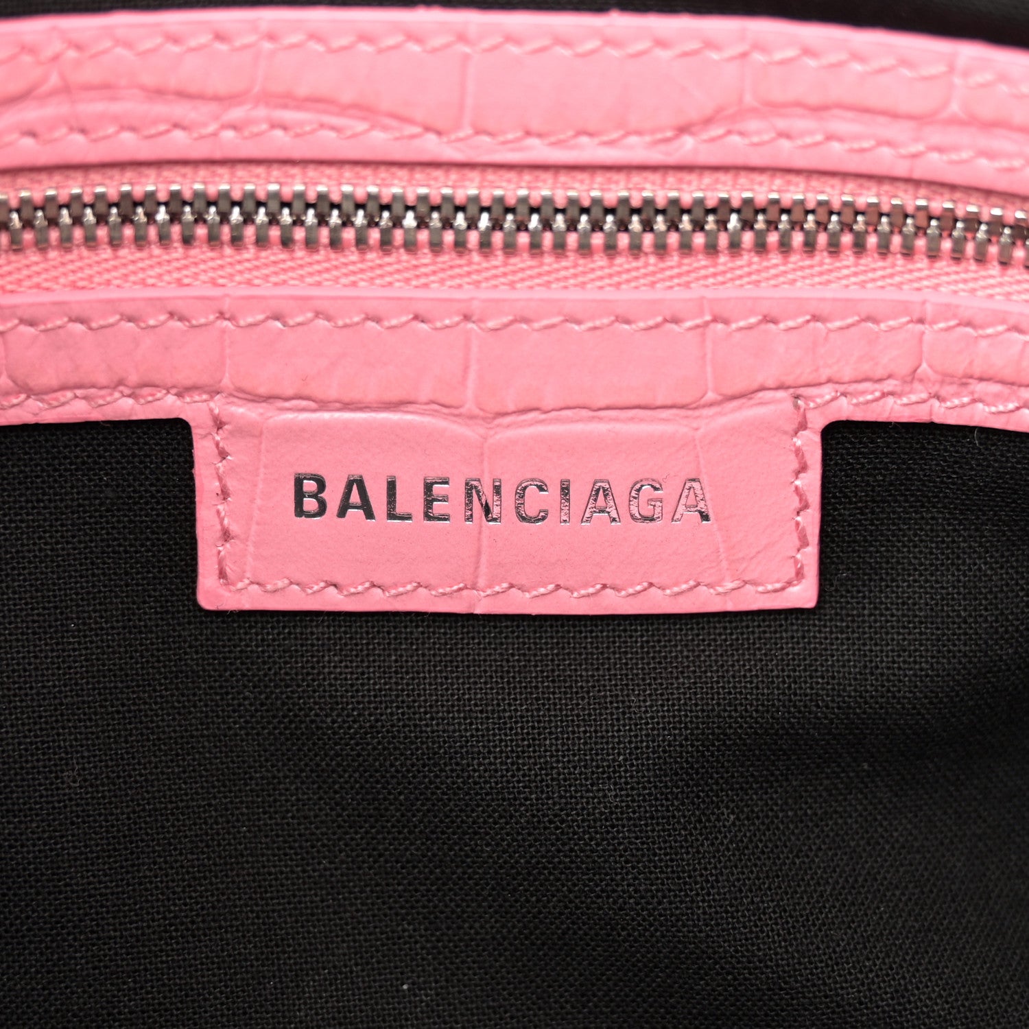 Balenciaga Extra Supple Calfskin Crocodile Embossed Small Le Cagole Shoulder Bag Sweet Pink 7 of 12